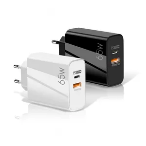 Pengisi daya USB 2 Port ganda, Adaptor pengisi daya ponsel, pengisian cepat, USB C PD33W QC3.0, 2 Port ganda