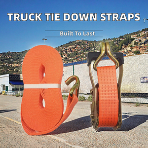 Sangles d'arrimage à <span class=keywords><strong>cliquet</strong></span> pour camion, 50 mm, 3000 kg, 5000 kg, 6 m, 8 m, 9 m, 10 m, avec double crochet en J, polyester, contrôle de la cargaison, pas cher - Product Image 2