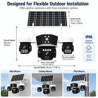 Caméra de sécurité solaire 4G à trois objectifs QL31 en gros, caméra CCTV PTZ sans fil extérieure alimentée par l'énergie solaire avec application V380