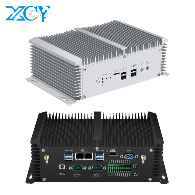 Fanless Industrial PC Core I5 I7 8350U 7500U Mini Desktop Computer W/ 6*RS232 RS485 2*RJ45 2* RAM 2*SATA 1*mSATA WIFI GPIO USB