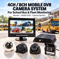 Sistem Kamera DVR Mobil 4CH/8CH untuk Pemantauan Armada Bus Sekolah, Kamera 7/10 Inci 1080P IP69K, Opsi Penyimpanan 4G GPS WiFi