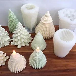 DIY 3D Spiral Cone Shape Mold,Folding Cone Christmas Tree for Candle Making, 3D Geometric Spinning Pillar Molds Christmas Tree