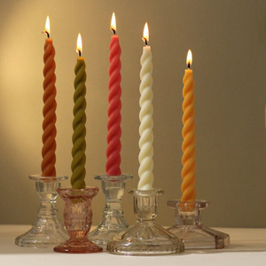 Huaming Autumn Fall Winter Warmers Color Swirl Floating and Spiral <strong>Candle</strong> Beeswax Soy Blend Dinner Twist Pedestal <strong>Taper</strong> <strong>Candle</strong> - Product Image 1