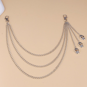Cadena de cintura con calavera de aleación de zinc, colgante de triple capa, cadena corporal unisex de moda para uso diario - Product Image 3