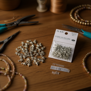 Ciondoli a Stella in Metallo ILAN 11x15mm Placcati Argento Bianco per Creazione Gioielli e Accessori - Product Image 3