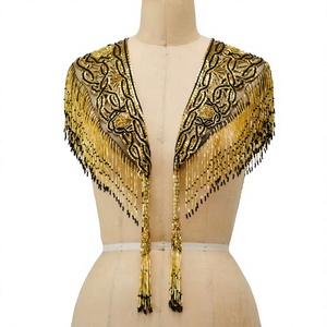 Cape vintage à franges perlées et sequins, boléro décoratif en cristal, couvre-épaules pour banquet, mariage, fête, femme - Product Image 4