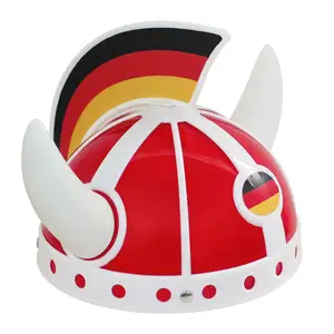 EK 2024 독일 축구 팬 전사 모자 독일 국기 색 플라스틱 헬멧 바이킹 모자