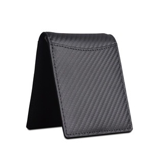 JINBAOLAI 2019 New Style Short Section Carbon Fiber Genuine Leather <strong>RFID</strong> blocked Protected <strong>Wallet</strong> For Men,Male Coin Purse - Product Image 1