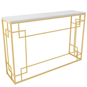モダン多目的大理石トップゴールド金属コンソールテーブルリビングルーム寝室または入り口 - Product Image 4