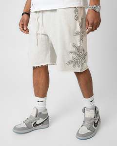 Shorts en jean décontractés blancs pour hommes, style streetwear Y2K, avec motif plumes 3D en strass, collection 2026, haute qualité - Product Image 5
