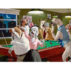 Peinture diamant 5D DIY à pose complète, décoration murale pour chambre d'amis, peinture diamant pour la maison, chiens jouant au billard dans le <span class=keywords><strong>club</strong></span> - Product Image 1