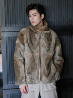 Veste en fourrure de lapin véritable pour hommes Manteau d'hiver de luxe chaud Vêtements d'extérieur pour hommes