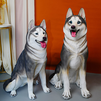 Material de fibra de vidrio escultura bonita estatua de perro Animal estatua de perro Husky Siberiano Artificial para decoración al aire libre interior