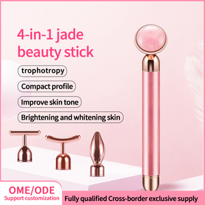 4 in 1 Face <b>Massager</b> Gold Vibrating Facial Rose Quartz Roller <b>Massager</b> Stick Skin Firming Facial Skin Care Tools - Product Image 4