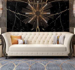 Luxury Home Furniture Nordic Villa Hotel Luxury Design Tufted Leather <strong>Sofa</strong> Set - Product Image 5
