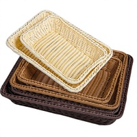 Retro Faux-Rattan Geweven IJzeren Frame Fruit- & Broodmand voor Supermarkt & Hotel Presentatie Snack & Traktatie Organizer Opbergmand