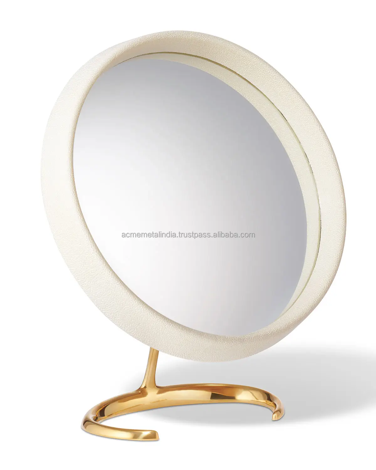 Tốt nhất bán kim loại Vanity phản ánh gương make up Máy tính để bàn gương xoay cổ điển độc quyền lớp phủ màu trắng thiết kế mới
