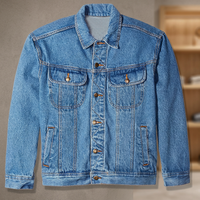 Veste en jean slim fit imperméable et respirante en toile de coton bleue, grande taille, avec fermeture éclair et design tricoté