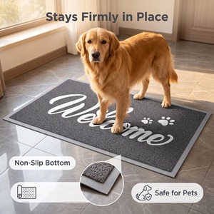 EIFFEL HOME พรมเช็ดเท้า PVC ทนทานสไตล์โมเดิร์นมินิมอลสีเทารูปสี่เหลี่ยมผืนผ้าพิมพ์ลายต้อนรับกันลื่นขจัดฝุ่นพรมเช็ดเท้าแบบซักได้ - Product Image 3