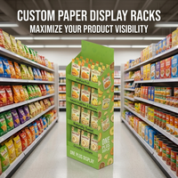 Étagère de présentation pliable en carton à 4 niveaux, présentoir de sol POP pour la promotion des snacks en magasin