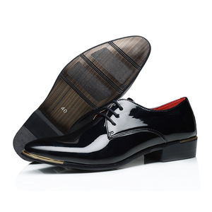 Men's Black Patent Leather Dress Shoes Pointed Toe Lace Up Formal Wedding Groom Shoes Size 45 46 Korean Style Business Oxfords - Product Image 5
