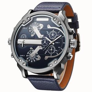 Oulm 3548 king made in china orologio al quarzo da uomo autentico cinturino in pelle PU 24 ore orologio da polso business multi fuso orario unico - Product Image 2