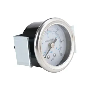 2.0'' Bourdon Tube Pressure Gauge Pressure Manometer with Back Support Black Steel Case 1/4'' Brass Back Mount Connection