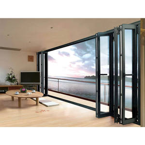 Accordéon en verre double moderne à haute teneur en aluminium, grande et pliante, longue porte <span class=keywords><strong>coulissante</strong></span> extérieure, entrée principale, patio, porte pliante - Product Image 5