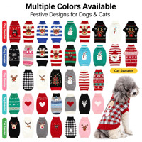 Pull de Noël en gros pour chien, vêtements d'hiver pour animaux de compagnie, manteau mignon pour chiot, costume de fête, pull tricoté chaud rouge, gris, noir