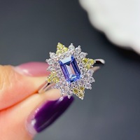 Factory Wholesale Fashion Luxury 925 Sterling Silver Natural Trending Tanzanite Ring for Women's Wedding Party Birthday Gift