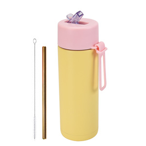 Eco Friendly 20oz Double Wall Vacuum Insulated Ceramic Coated Stainless Steel Travel Water <b>Bottle</b> with Straw Lid - Product Image 6