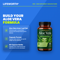 LIFEWORTH Capsules de gel de feuilles d'aloe vera 180 mg 6 Free pour le soutien digestif