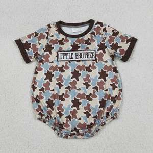 Toddler Boys Light Blue Fishing Lure Embroidery Bubble Romper Red Gingham Trim Summer Short Sleeve Baby Outfit Wholesale - Product Image 6