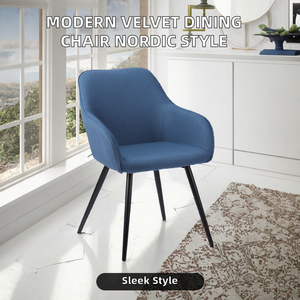 Chaise de salle à manger moderne de luxe nordique scandinave capitonnée en tissu <span class=keywords><strong>velours</strong></span> bleu brun noir - Product Image 5