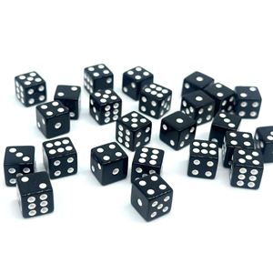Dés de jeu en acrylique standard D6, petits, mini, blancs et noirs, 10 mm, pour la création d'art mosaïque DIY et les fêtes - Product Image 1