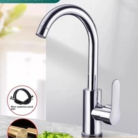 Robinet de cuisine de haute qualité en cuivre, style américain, finition brossée, pressurisé, anti-éclaboussures, eau chaude et froide