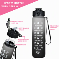 Bouteille d'eau motivante en plastique de 32 oz avec marqueur de temps, sans BPA, en Tritan, pour le sport et le fitness, vente en gros, logo personnalisé OEM