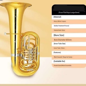BB grande bronze Tuba quatro teclas Flat-chave instrumento para uso de banda - Product Image 4