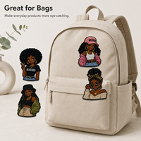 Parches Bordados Personalizados de Moda con Diseño de Chica Negra para Sombreros, Bolsos y Chaquetas, Set de Insignias de Personajes Mágicos de Tendencia para Venta al por Menor y Marca