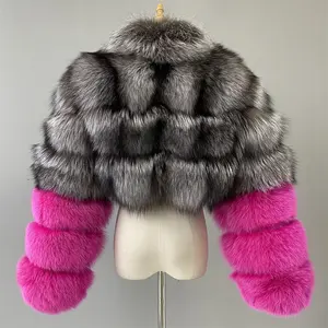 De mujer chaqueta de invierno de las mujeres corto chaqueta de ropa patrón Natural de mujer abrigo de zorro Real