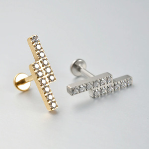 <b>Titanium</b> F136 Earrings With White Zircon Geometric <b>Studs</b> For Ear Daily Wear - Product Image 3
