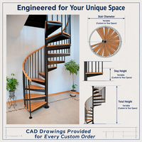 Escalier en spirale moderne en fer forgé sur mesure, structure extérieure en acier, main courante antirouille, escaliers préfabriqués écologiques pour cour