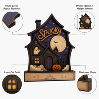 Figurine d'Halloween personnalisée en contreplaqué peuplier découpée au laser pour maison hantée, vente en gros, décoration effrayante, conforme CPSC, DDP
