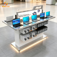 Mostrador de Exhibición Moderno para Teléfonos Móviles con Ganchos para Accesorios y Caja de Luz LED para la Marca