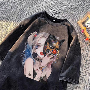 Logo personnalisé vintage vieilli coupé et coudre français éponge t-shirts ajusté dtg 230gsm coton impression lourde graphique lavage à l'acide t-shirt - Product Image 1