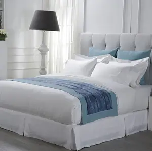 高品质400 TC白色纯棉床上用品面料酒店套房床上用品印花床单