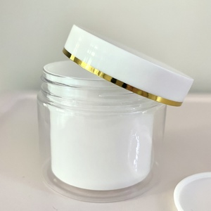 Tarros cilíndricos blancos de PET de doble capa de 100 g con tapa de rosca para crema de ojos y cosméticos para el cuidado de la piel - Product Image 4