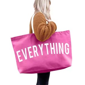 Logo personnalisé Grand sac fourre-tout écologique en toile de coton Sac à main week-end surdimensionné pour l'épicerie Cadeau de client géant - Product Image 6