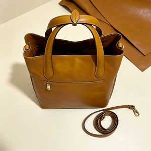 Elegant Ladies Large Capacity Vintage <b>Tote</b> <b>Bag</b> Removable Adjustable Strap Front Zipper Pocket <b>Work</b> Handbag - Product Image 3