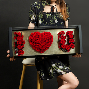 New design acrylic flower box rectangular with i love you 10.2''*25.5''*5.1'' acrylic flower packaging box